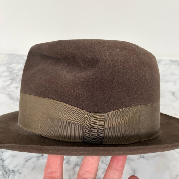 Vintage Stetson Fedora Hat Mens Small Brown Wool Felt - Picture 7 of 16